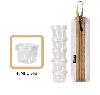 Portable Travel Camping Spice Kit | Bag with 5 Clear Seasoning Bottles & Condiment Container Set
