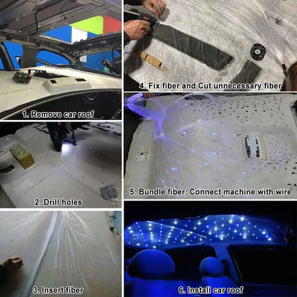 12W RGBW Starry Sky Car Ceiling Light - Fiber Optic APP Control Interior Atmosphere Light for Car & Home Decor