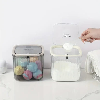 Transparent Mini Desktop Storage Box — Waterproof Pop-Up Cover Organizer for Laundry Detergent, Beads, Powder, Kitchen and Dining Table
