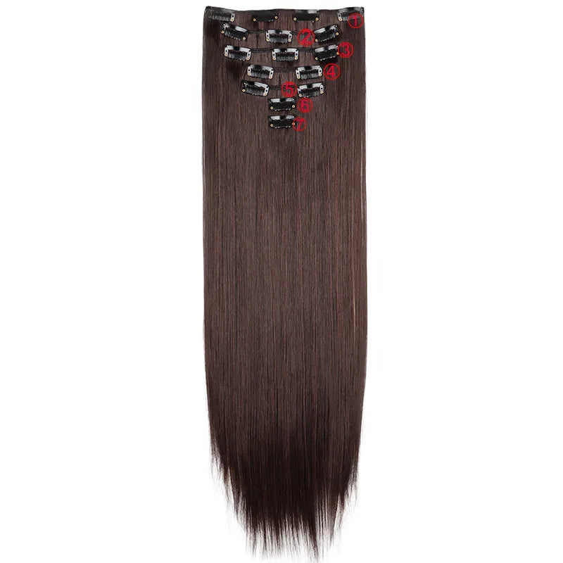 WIGSIN 24-Inch Straight Hair Extensions - 7-Piece Clip-In Synthetic Hair Set for Women