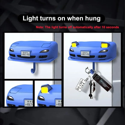 Car Headlight Initial Key Holder - Wall-Mounted Keychain Organizer and Entryway Key Hooks