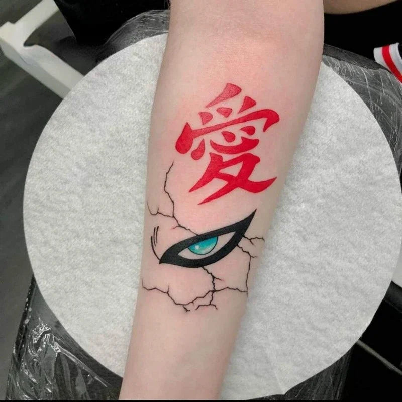 Gaara Anime Large Waterproof Temporary Tattoo — Oversized Cosplay Body & Arm Sticker