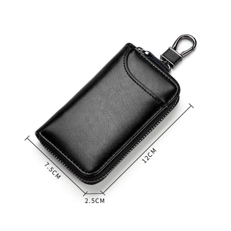 Leather Keychain Organizer for Men and Women - Key Holder Pouch and Car Key Wallet Case with Card Storage