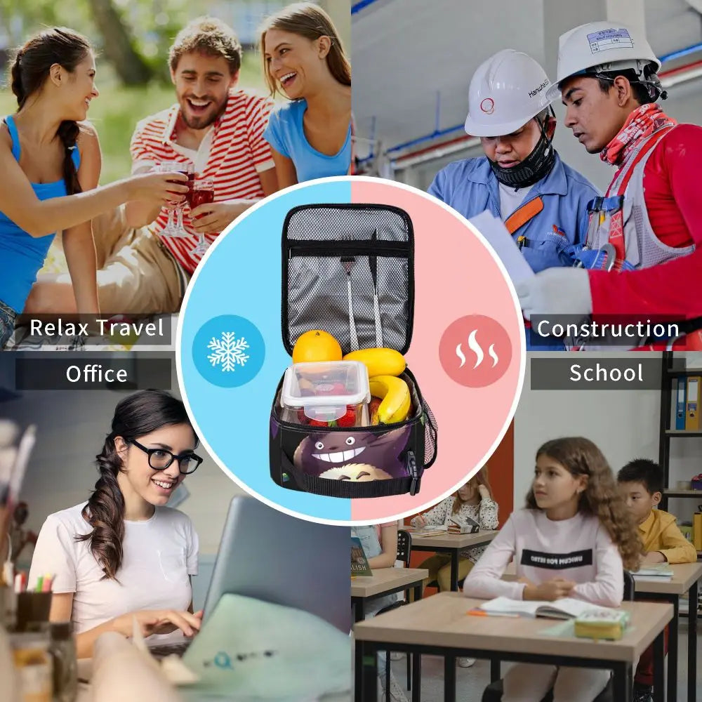 Totoro Miyazaki Anime Insulated Lunch Tote Bag – Portable Thermal Cooler for School & Office