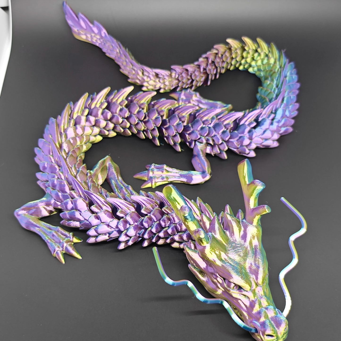 3D Printed Gem Dragon Fidget Toy - Articulated Rotatable Crystal Dragon Gift