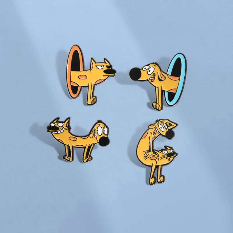Colorful Cat & Dog Anime Brooch – Cartoon Pin for Clothing, Collars, and Film & TV Accessories