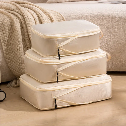 3pcs Travel Packing Bag Set | Compressible Waterproof Nylon Organizer for Suitcase, Luggage, Portable