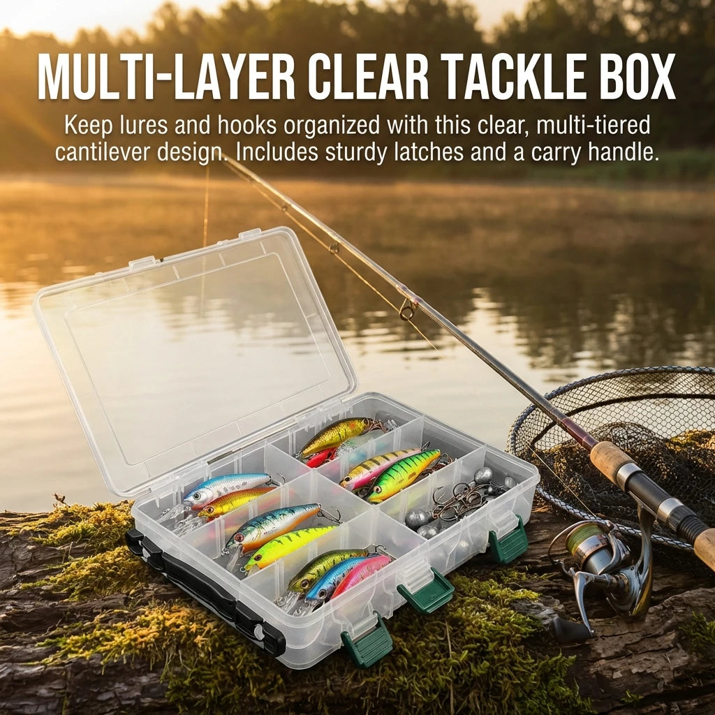 Double-Layer Fishing Tackle Box - Portable Bait & Lure Storage Organizer with Handle