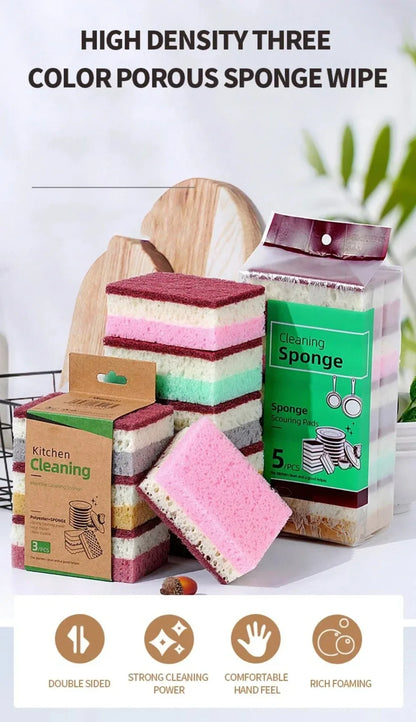 High-Density Sponge Cleaning Cloth — Non-Greasy Dishwashing & Kitchen Sponge for Pots, Bowls & Catering Use