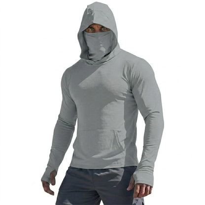 Men’s UPF50+ Sun Protection Long Sleeve Quick Dry Hoodie – Lightweight Fishing & Running Performance Shirt