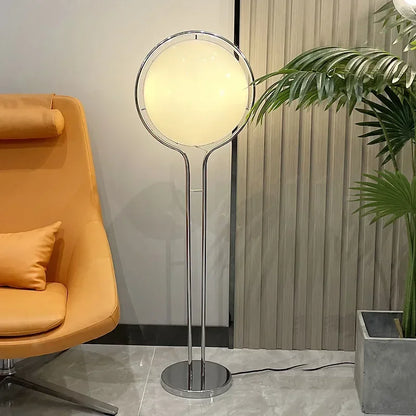 Nordic Designer LED Floor Lamp - Chrome Metal Acrylic Ball Light for Living Room & Hotel Decor