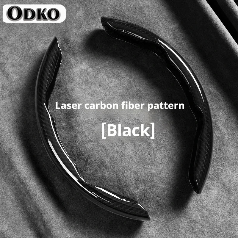 2-Piece Carbon Fiber Silicone Steering Wheel Cover — 38cm (15 Inch) Anti-Skid Car Accessory