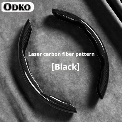 2-Piece Carbon Fiber Silicone Steering Wheel Cover — 38cm (15 Inch) Anti-Skid Car Accessory