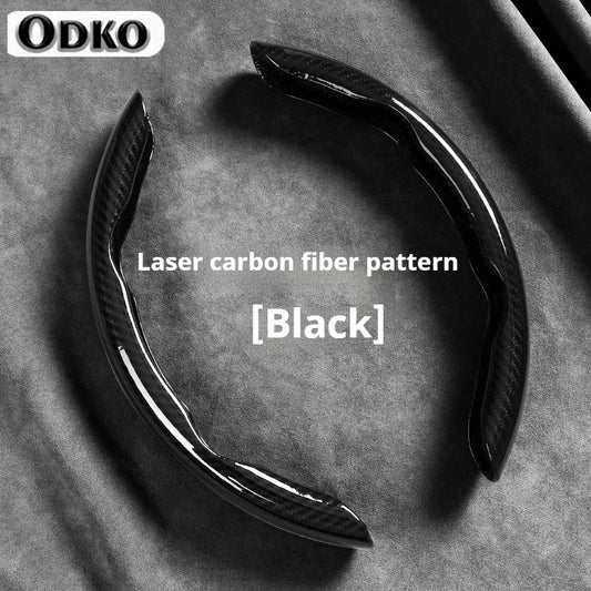 2-Piece Carbon Fiber Silicone Steering Wheel Cover — 38cm (15 Inch) Anti-Skid Car Accessory