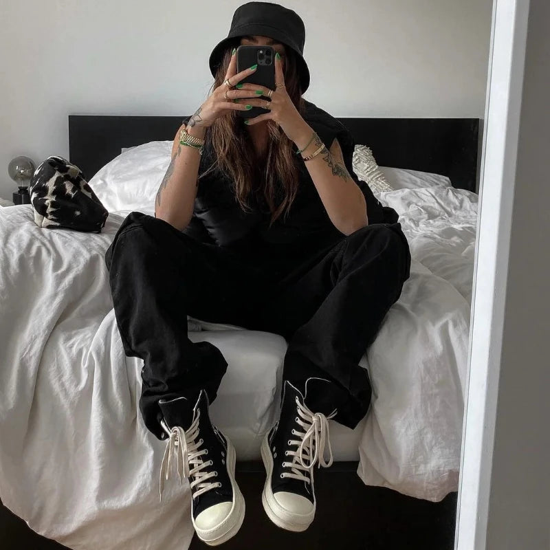 Owens 2025 Sneakers – Women & Men Casual Lace-Up Canvas High-Top Shoes with Thick Sole, Trendy Punk Style