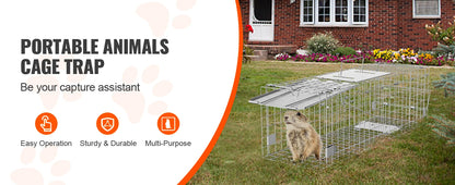 SucceBuy Humane Live Animal Cage Trap – Folding Handle for Cats, Rabbits & Rodents