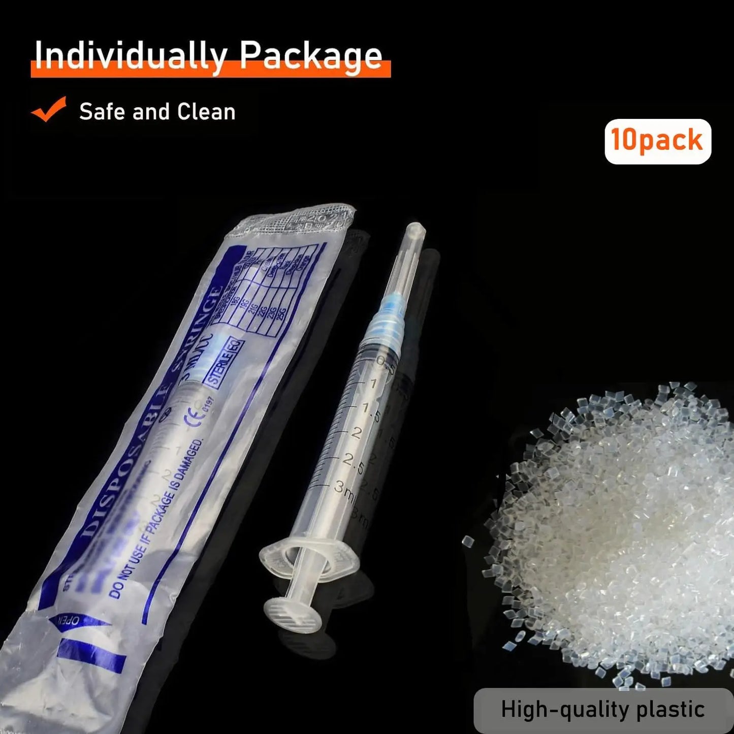 20 Pack 3ml Disposable Luer Lock Syringes with 23G 1" Stainless Steel Needles – Individually Sealed for Pet & Farm Animal Use