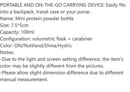 100ML Mini Portable Protein Container - Outdoor Sport Powder Bottle with Whey Keychain, Health Funnel & Medicine Box