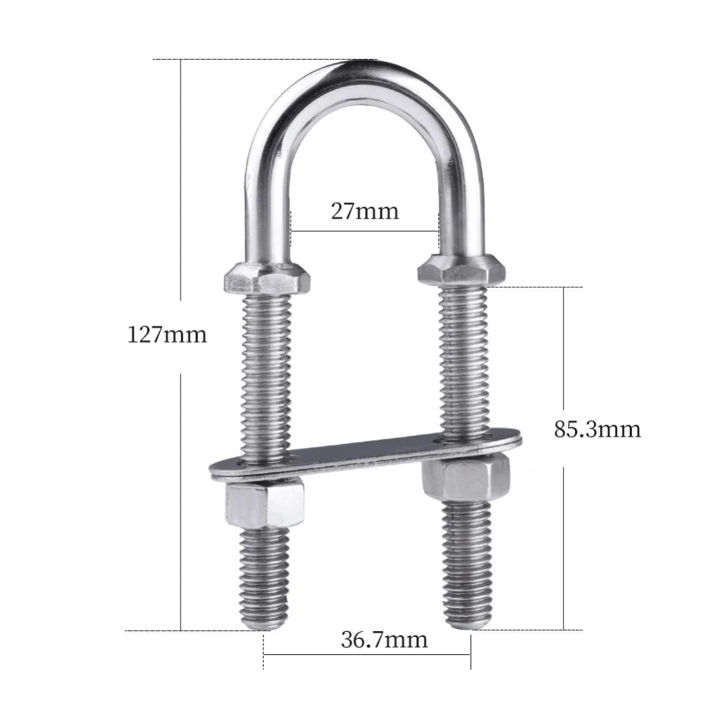 5" Stainless Steel Marine Boat U-Bolt – Stern & Bow Eye Tie Down Accessory