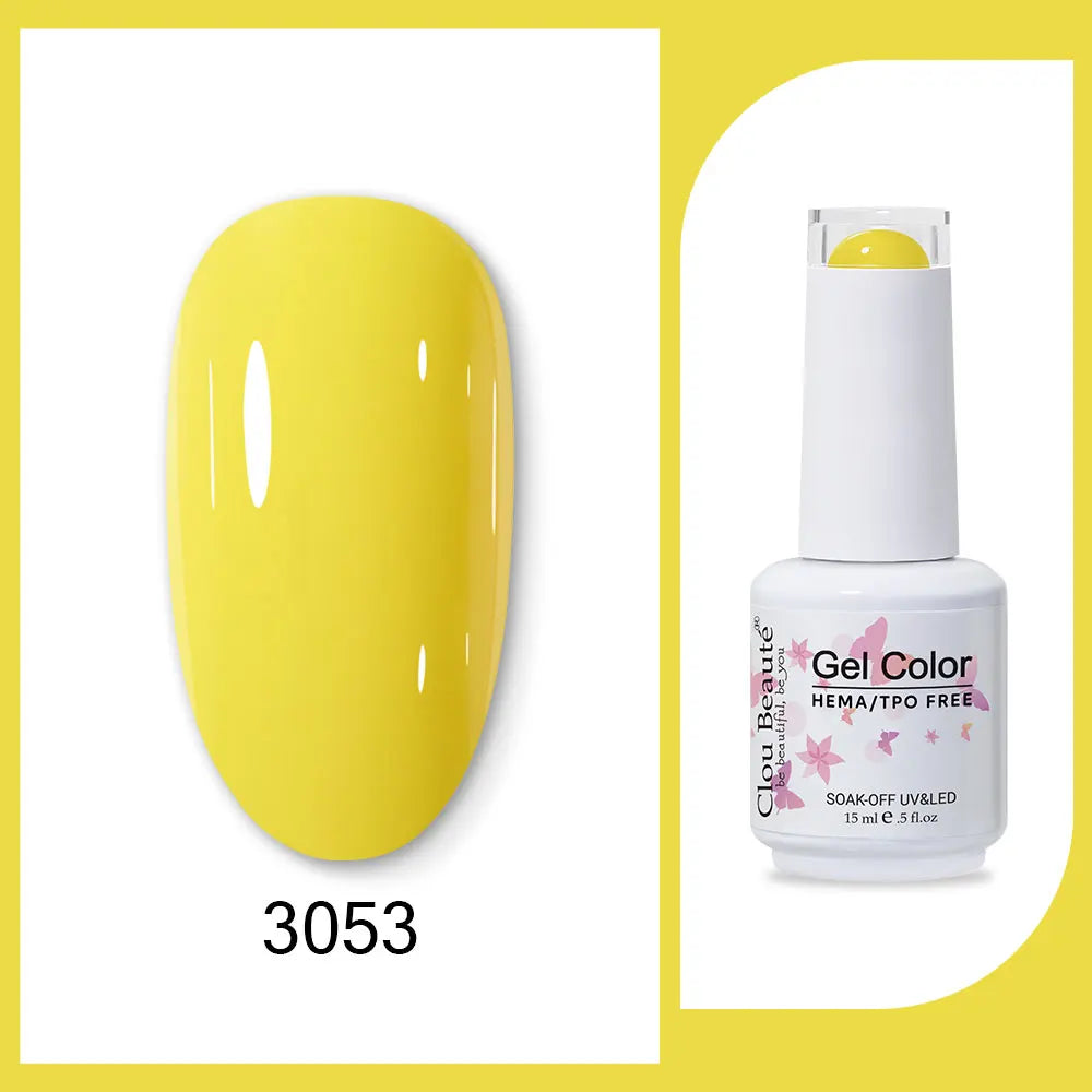 Clou Beaute 15ml Gel Nail Polish Set – Red Black White Green Neon UV Soak-Off Semi-Permanent Nail Varnish Base & Velvet Top Coat