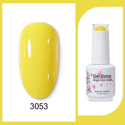 Clou Beaute 15ml Gel Nail Polish Set – Red Black White Green Neon UV Soak-Off Semi-Permanent Nail Varnish Base & Velvet Top Coat