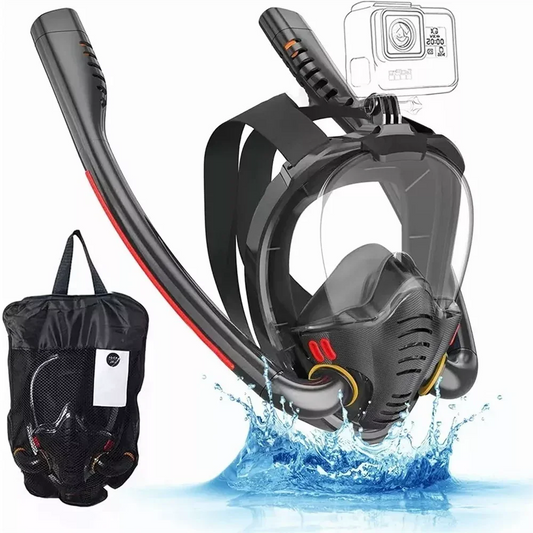 Double Tube Silicone Snorkeling Mask – Full Dry Diving Mask for Adults, Self-Contained Underwater Breathing Goggles
