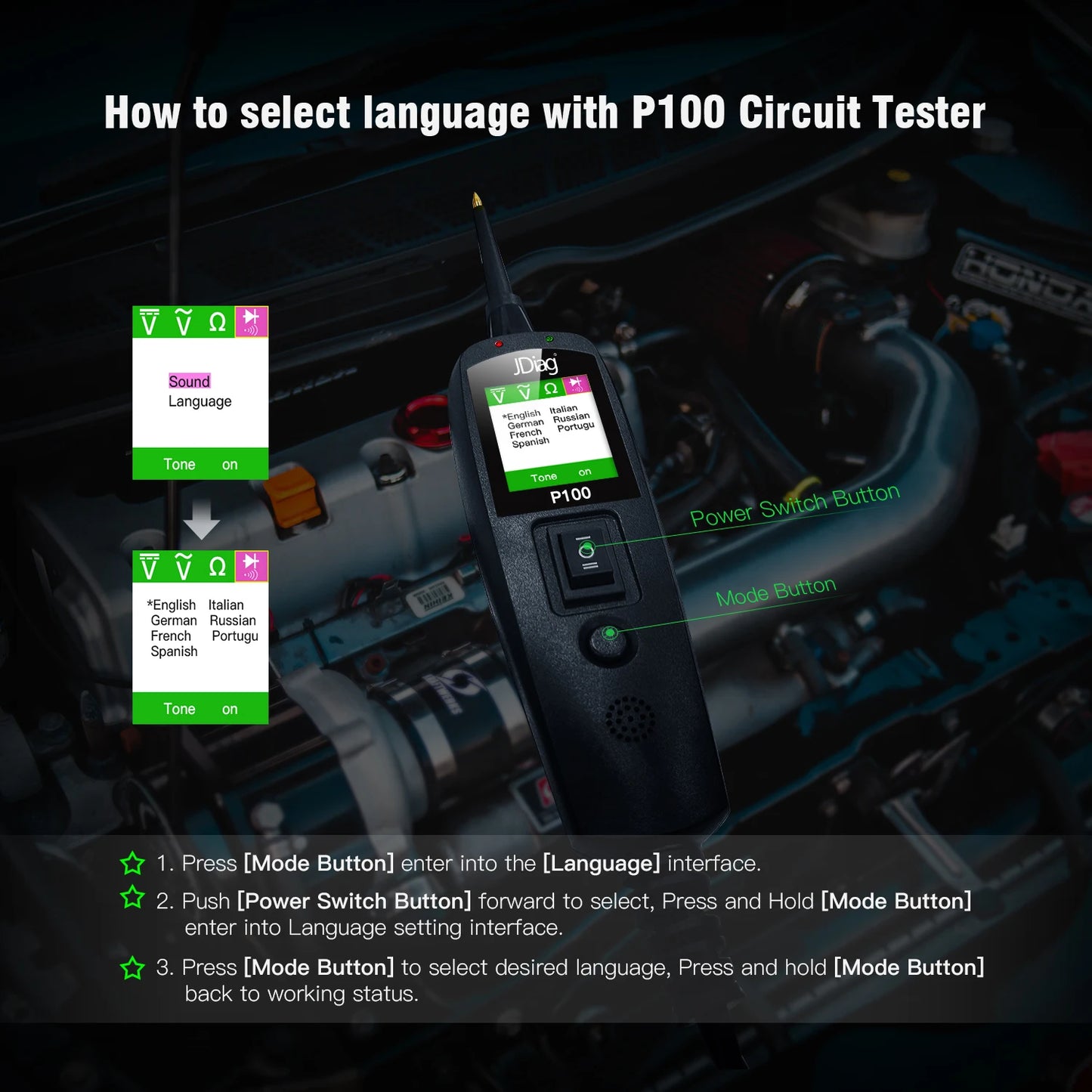 Automotive Circuit Tester Power Probe Kit - 12/24V Voltage & Resistance Diagnostic Tool for Over-Load/Short Circuit Testing