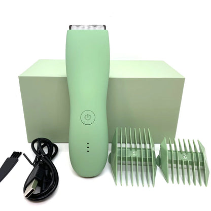 Men's Body Hair Trimmer and Shaver - Electric Groin and Pubic Groomer with Replaceable Ceramic Blade, Waterproof Clipper