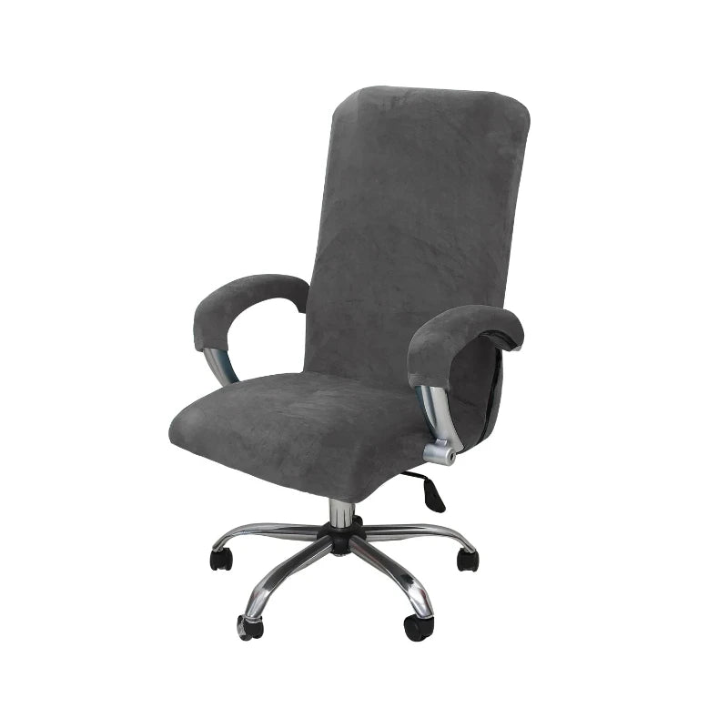 Velvet Office Chair Cover - Black Armchair Protector with Armrest & Gaming Chair Fit