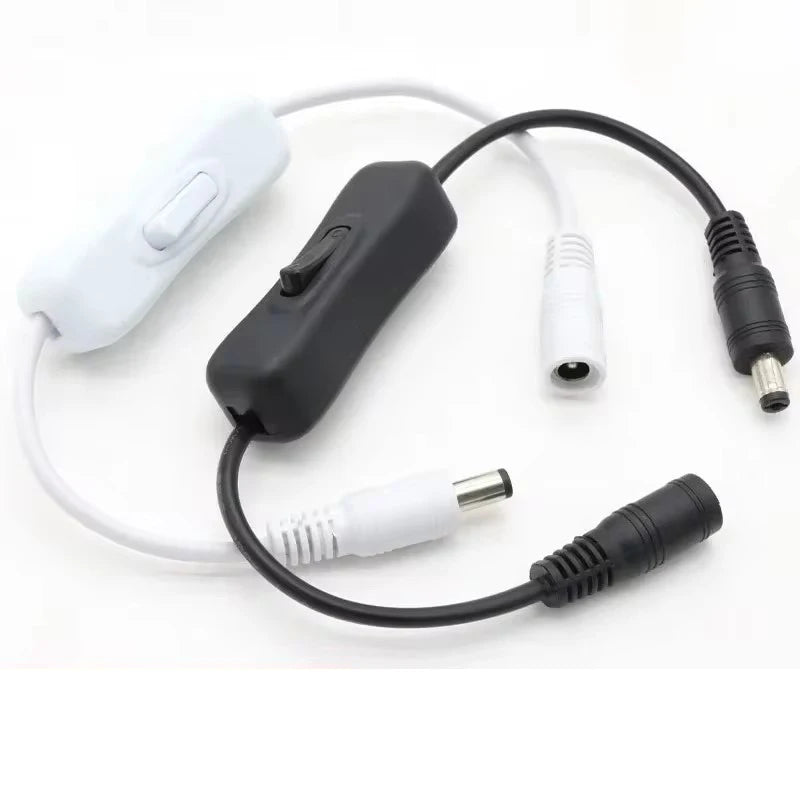 5.5×2.1mm DC Inline Power Switch Cable - Male-Female On/Off Switch for 5V 12V 24V CCTV and LED Strip Lights