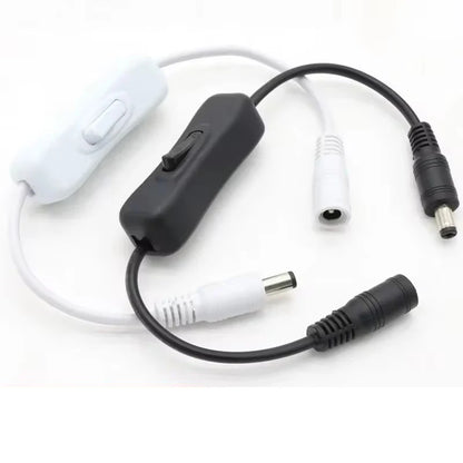 5.5×2.1mm DC Inline Power Switch Cable - Male-Female On/Off Switch for 5V 12V 24V CCTV and LED Strip Lights