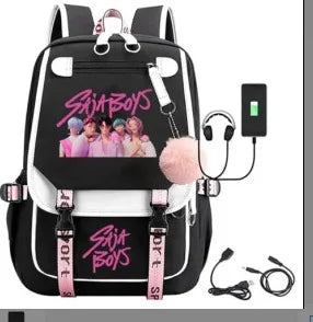 KPop Demon Hunters Print Backpack — Large Capacity School Bag for Rumi, Mira & Zoey Fans, Casual Canvas Travel & Bookbag