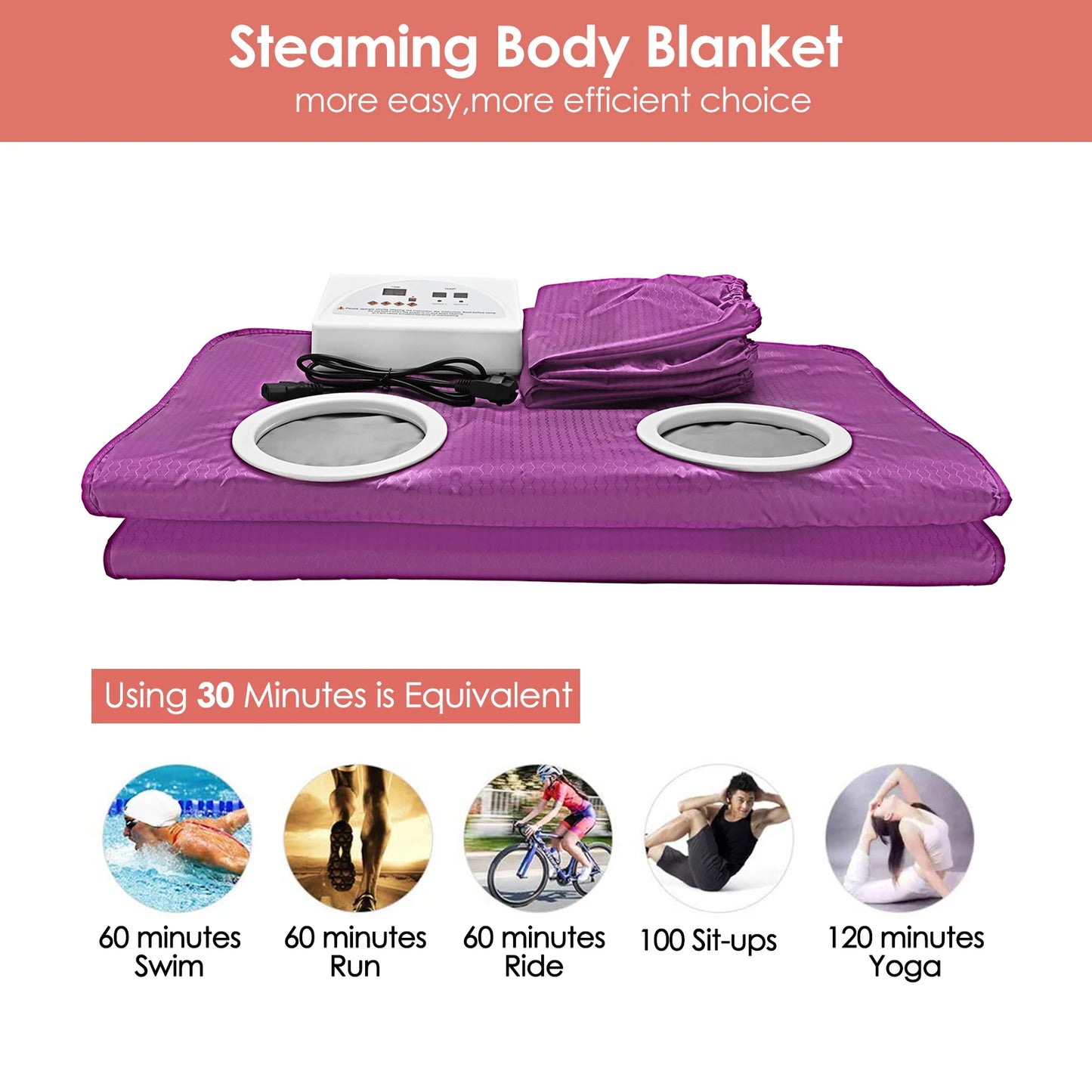 Purple Sauna Blanket with Sleeves – Slimming & Detox Thermal Weight Loss Blanket for Home Spa