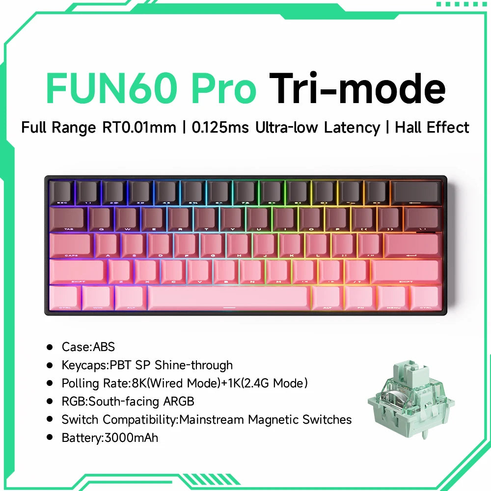 Akko MonsGeek FUN60 60% Mechanical Gaming Keyboard – Magnetic Switch, 8K Rapid Trigger, ARGB HE/TMR Custom Keyboard