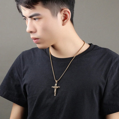 Premium Cross Necklace for Women - 18K Gold Plated Trendy Gold Cross Pendant Chain for Girls, Crucifix Necklace