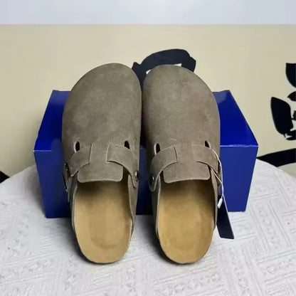 Retro Button-Toe Slip-On Shoes - Unisex Outdoor Casual Shoes with Thick Sole