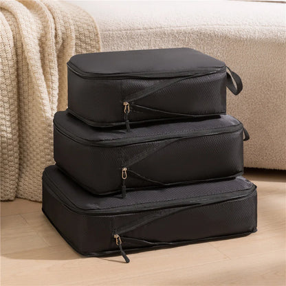 3pcs Travel Packing Bag Set | Compressible Waterproof Nylon Organizer for Suitcase, Luggage, Portable
