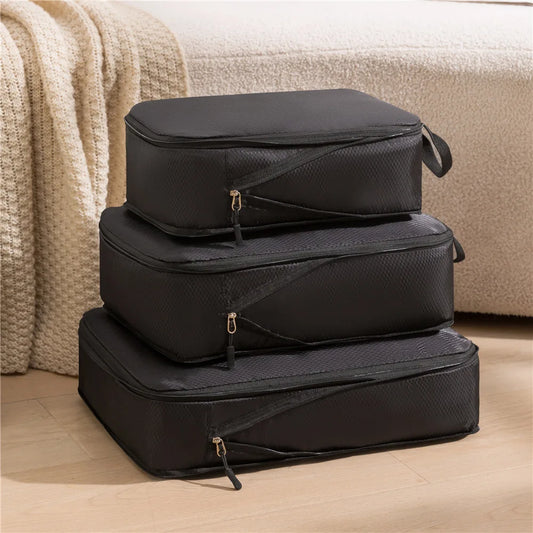 3pcs Travel Packing Bag Set | Compressible Waterproof Nylon Organizer for Suitcase, Luggage, Portable