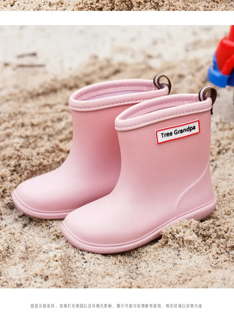 Kids Rain Boots – Waterproof PVC Anti-Slip Mid-Calf Shoes for Boys & Girls