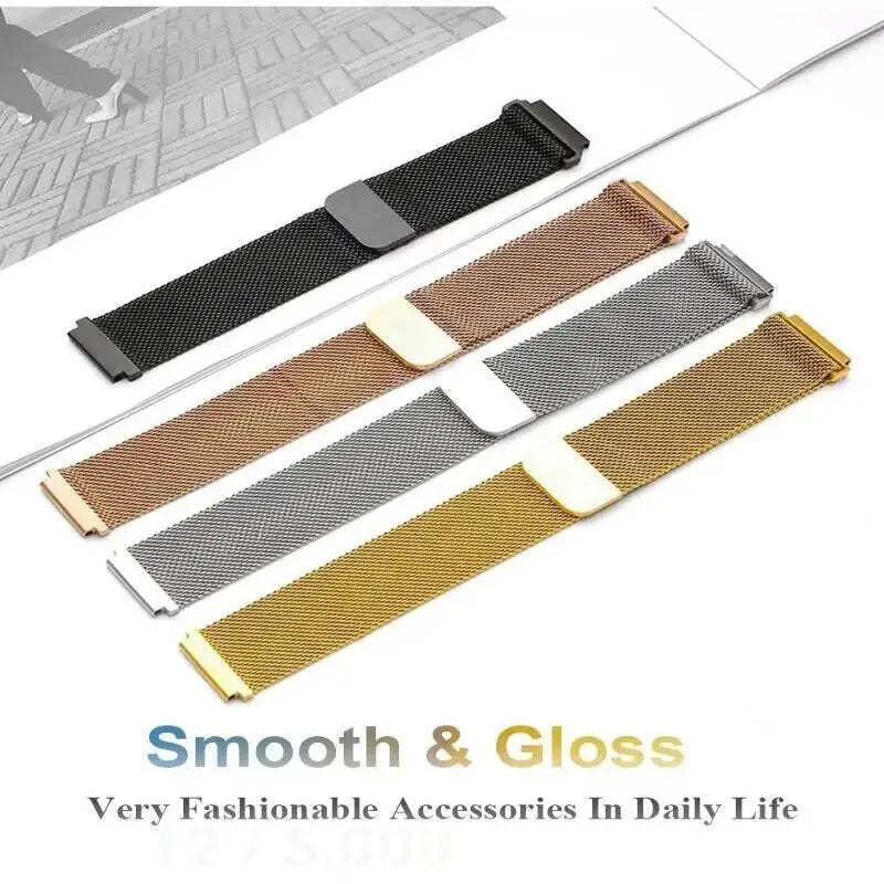 20mm/22mm Milanese Magnetic Loop Watch Strap – Compatible with Garmin Venu 2/3, Forerunner 55/158/165/245/255/265/645/745/965 Music