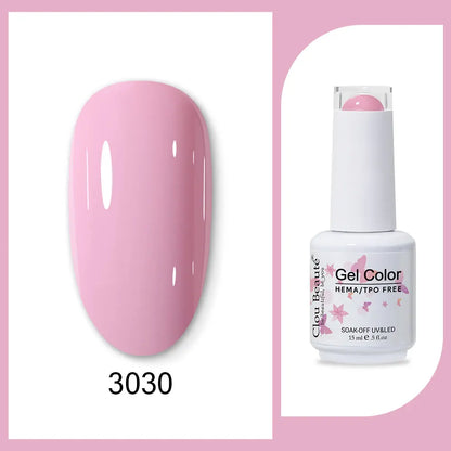 Clou Beaute 15ml Gel Nail Polish Set – Red Black White Green Neon UV Soak-Off Semi-Permanent Nail Varnish Base & Velvet Top Coat