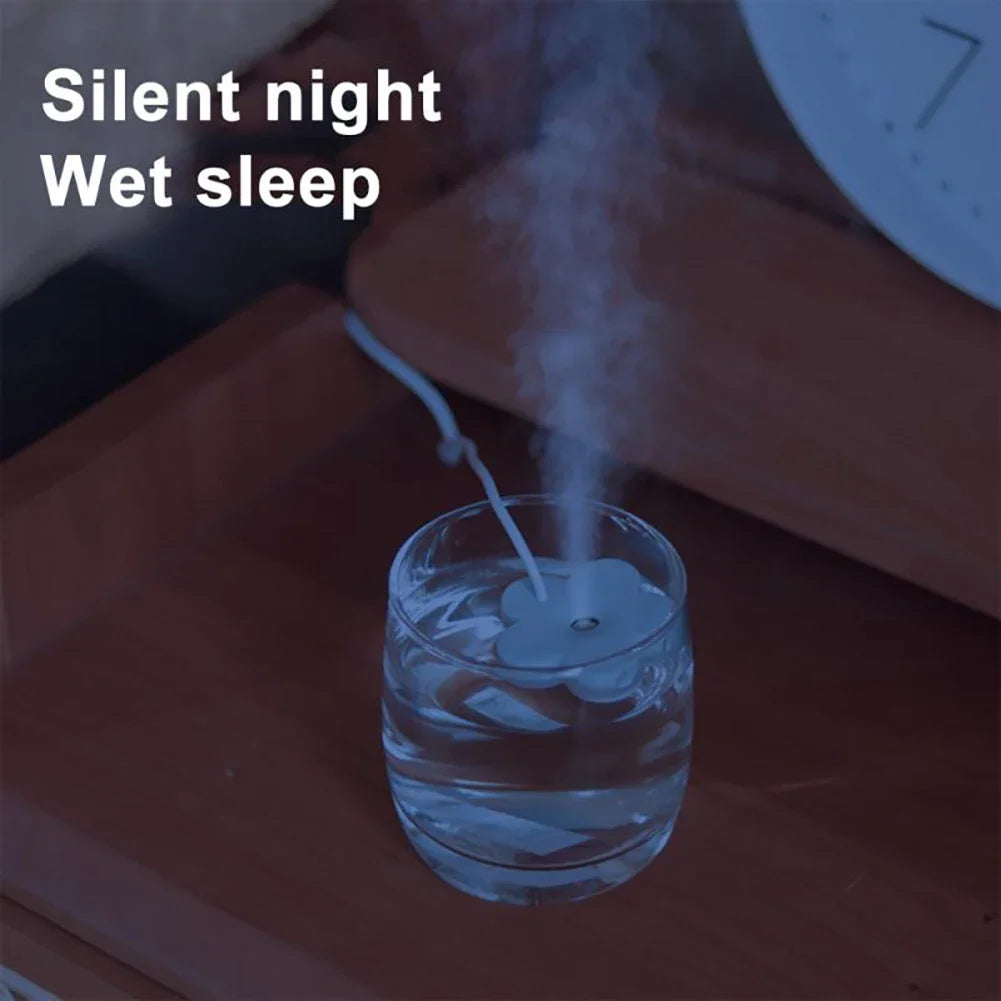 Portable Petal-Shaped Air Humidifier – Mini Ultrasonic, DC 5V 1A, Aromatherapy Diffuser for Home & Bedroom