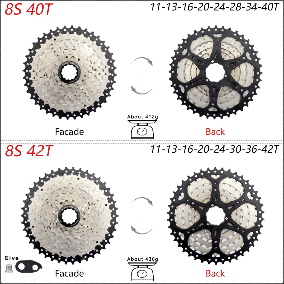 SUNSHINE Bicycle Cassette 8-12 Speed Freewheel - 32T to 52T Sprocket for Shimano/SRAM HG Flywheel