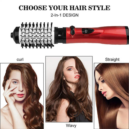 Automatic Rotating Hot Air Brush 2-in-1 – 360° Curling Iron & Hair Dryer Comb for Salon-Style Styling