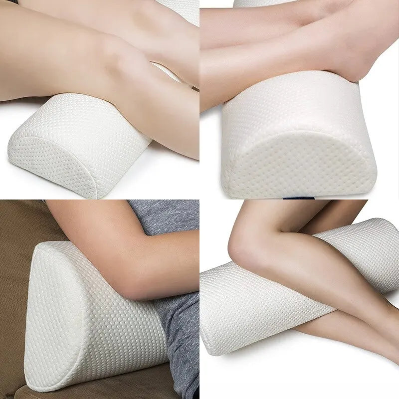 Memory Foam Semi-Roll Bolster Pillow – Multi-Use Lumbar, Head and Leg Support with Cotton Cover