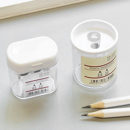 Portable Double Hole Clear Round Pencil Sharpener – Gift for Students