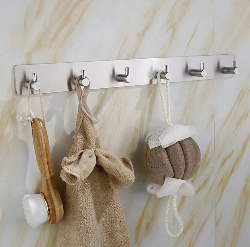 Stainless Steel Self-Adhesive Wall Hooks – Rustproof 3M Sticky Hooks for Towels, Robes, Coats, and Clothes in Bathroom or Kitchen