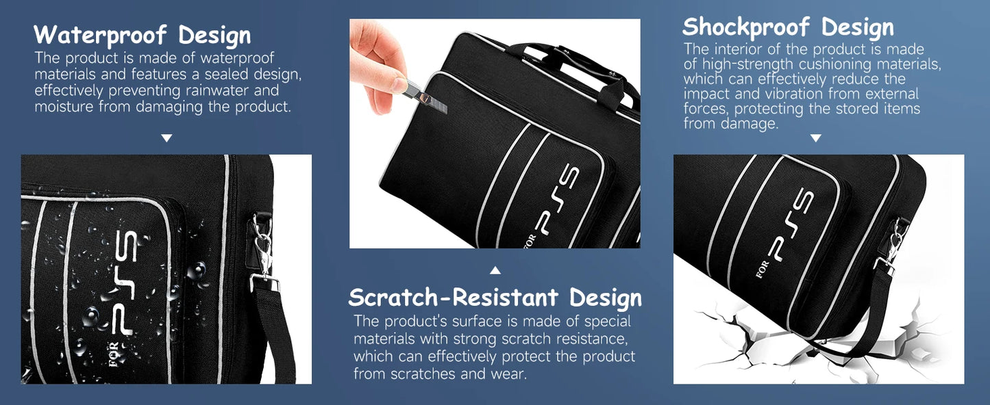 PS5 Travel Case - Protective Carry Bag for PS5 Disc/Digital Console, Controllers, Game Cards & Headset