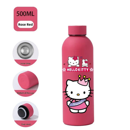 Sanrio Hello Kitty Insulated Sport Bottle — Double-Layer Stainless Steel Vacuum Cup, Small Mouth Coffee Bottle, Angel Color Frosted Finish