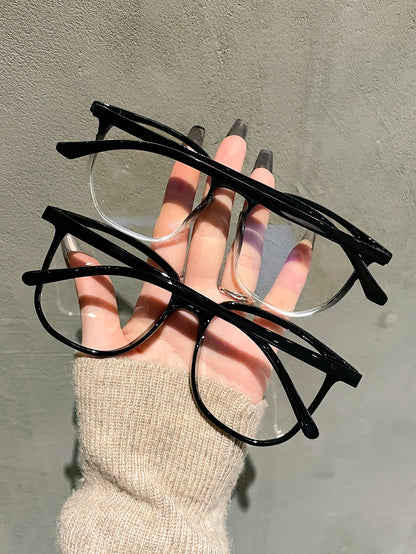 2PCS Classic Square Frame Glasses for Women & Men – Daily Life Eyewear & Clothing Accessories
